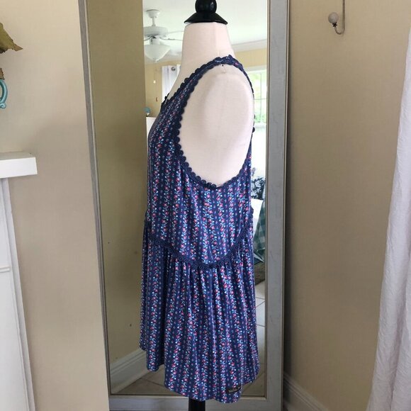 Matilda Jane Beyond the Horizon Tank Top Shirt Medium Blue Floral Racerback - Picture 4 of 10